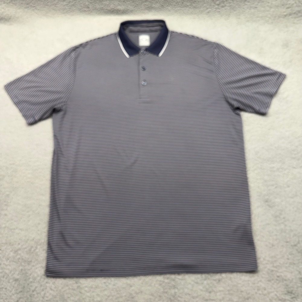 Callaway MA4768 Mens Size Large Navy Blue Striped Opti-Dri Golf Polo Shirt